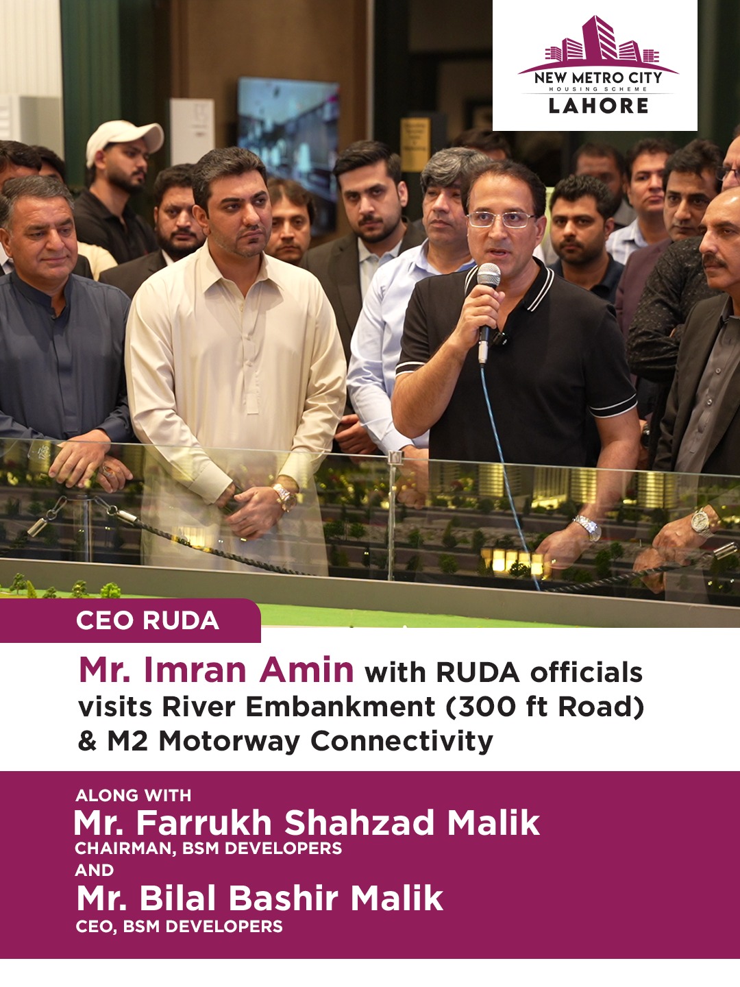 iamge 2: Exclusive Site Visit with RUDA Officials — River Embankment (300 ft Road) & M2 Motorway Connectivity.