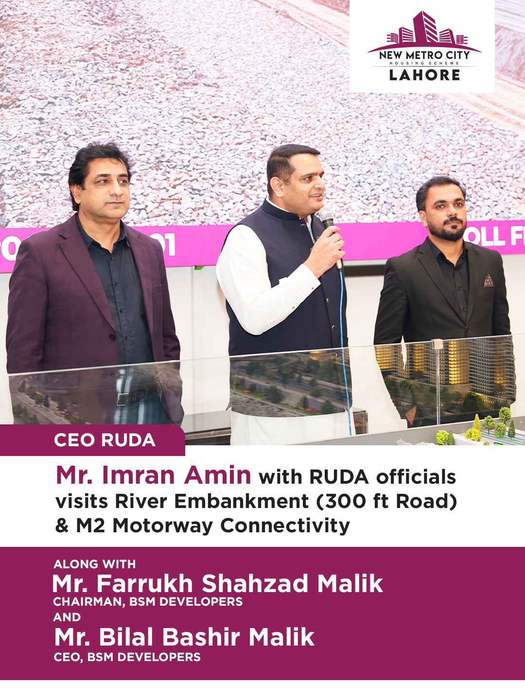 iamge 13: Exclusive Site Visit with RUDA Officials — River Embankment (300 ft Road) & M2 Motorway Connectivity.